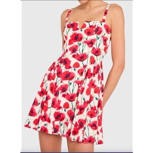 Amanda Uprichard Sarabeth Floral Sleeveless Mini Dress in Poppy Field Size Small